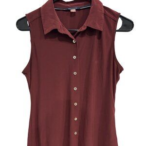 Tommy Hilfiger Red Sleeveless Button-Down Collared Top Women’s Size S Timeless
